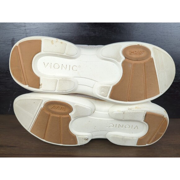 Vionic Shoes 8 Leyo Sneakers Cream Reflective Walking Casual Lightweight - Picture 6 of 12